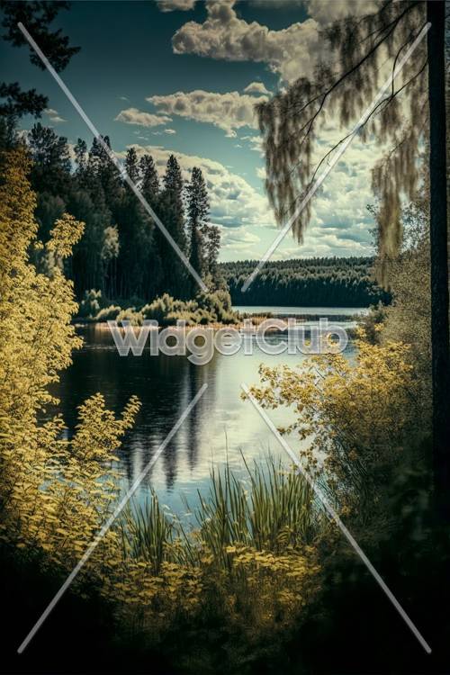 Peaceful Lake and Forest View